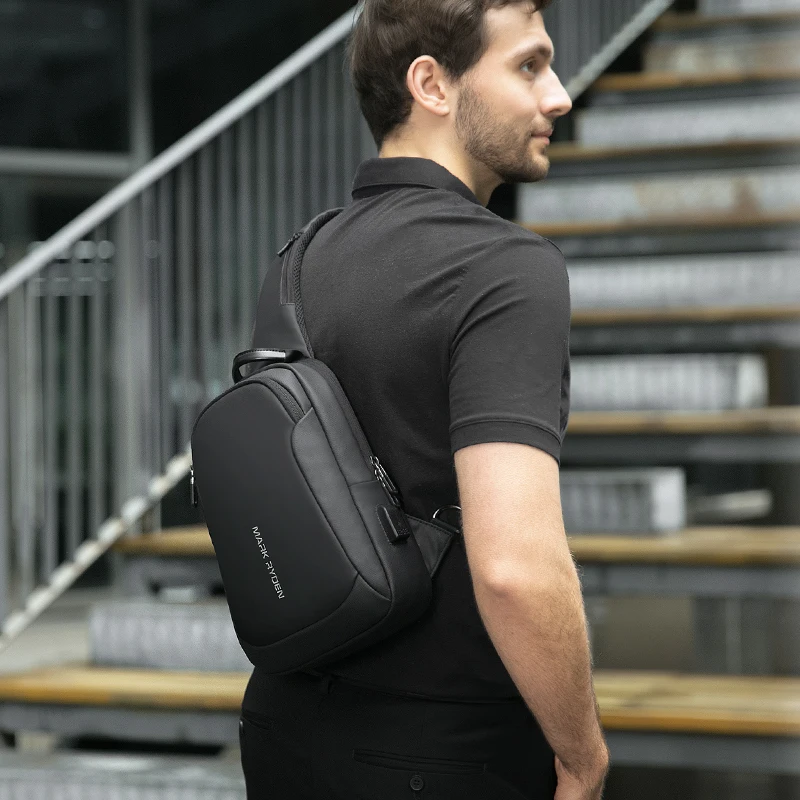 Mark Ryden Multifunction Crossbody Men Bags Waterproof USB Charging Sling Pack Short Trip Messengers Shoulder Bag Male