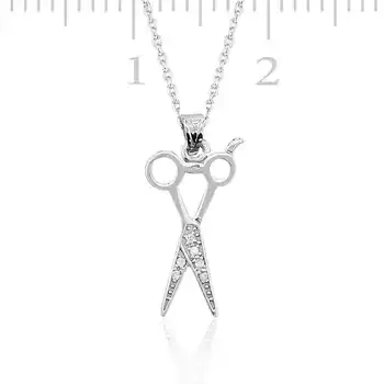 

KUTAYDAN 925 Sterling Silver Scissors Lady Necklace