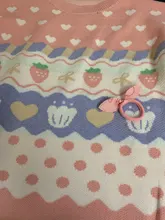 Suéter de punto Kawaii japonés para mujer, jersey de manga larga con estampado de fresa, Top de punto Rosa Vintage para Otoño e Invierno