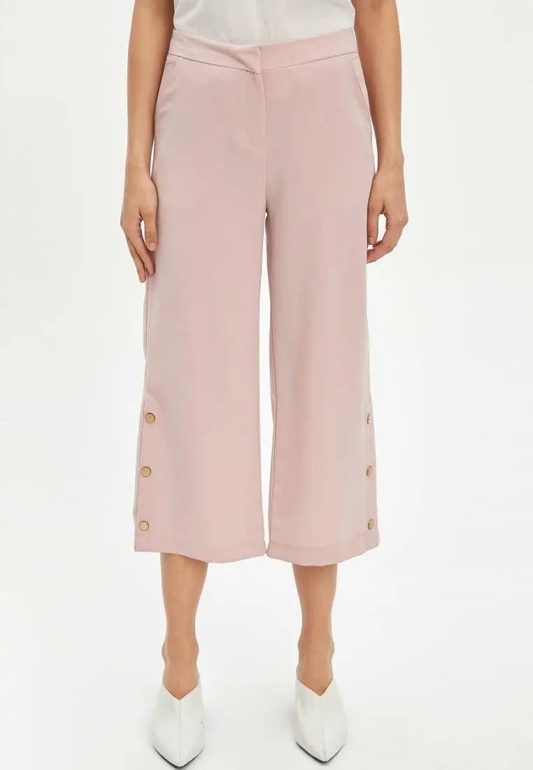 

DeFacto Women Elegant Pink Trousers Female Casual Comfort Crop Pants High Qualilty Loose Wide Leg Pant Ladies - H8141AZ17HS