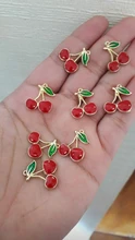 Abalorios de cereza esmaltados de 16x19mm, fruta para fabricación de joyas, pendientes, pulsera y collar, dijes, 10 uds.