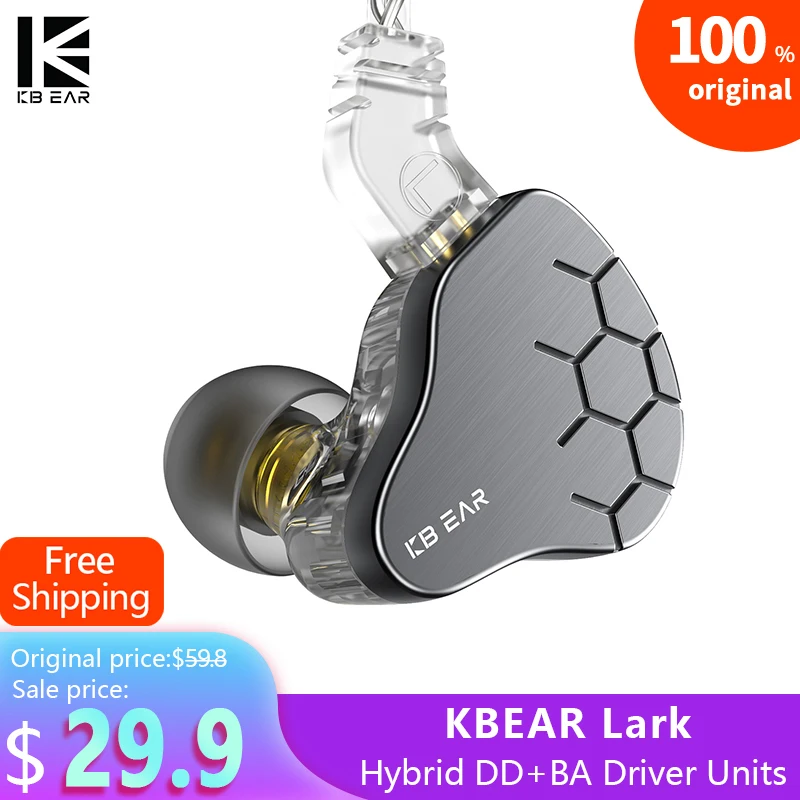 AK KBEAR Lark 1DD+1BA Hybrid Driver Units Music Earphone Sports Earbuds Mp3 Headphones iem headset headbuds Blon KZ BL03 CCZ | Электроника