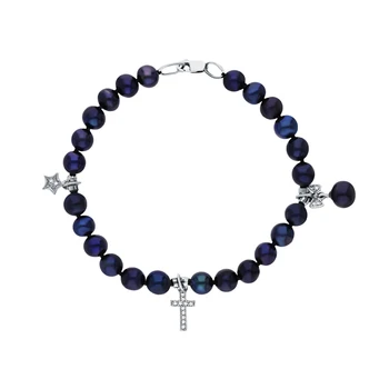 

Silver Bracelet with cubic zirconia and pearls cultured sunlight sample 925