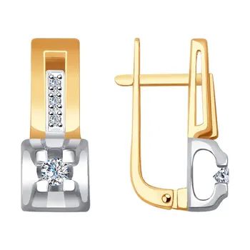 

Sokolov gold drop earrings with stones with diamonds, fashion jewelry, 585, women's male, long earrings