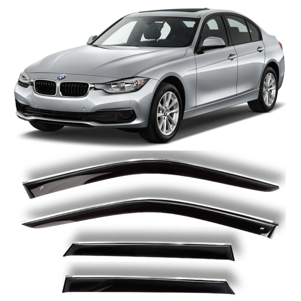 Chrome Molding Trim Strip Wind Visor Deflectors Cobra Tuning B22312CR- Car Ventvisor Door Side - Window Air Guard for Protection Against Snow Sun and