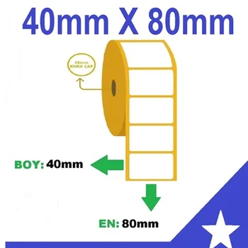 

10 Adet 40*80 Termal Etiket 500'lü Rulo Barkod Etiket tüm yazıcılara uygun kaliteli Eco Thermal kağıt Direk yazıma uygun