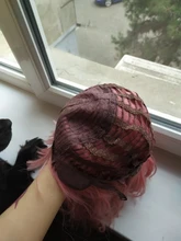 Msholy-peluca ondulada rosa con flequillo Bob corto, Pelo Rizado Bob, pelucas púrpuras sintéticas Rojas, rubias y verdes, Cosplay de alta temperatura