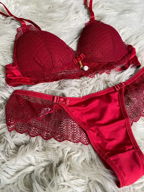 Conjunto Femenino Langerie Sexy FRETE GRATIS Lingerie Sutiã Sutian Sensual Calcinha Com Bojo Renda Luxo