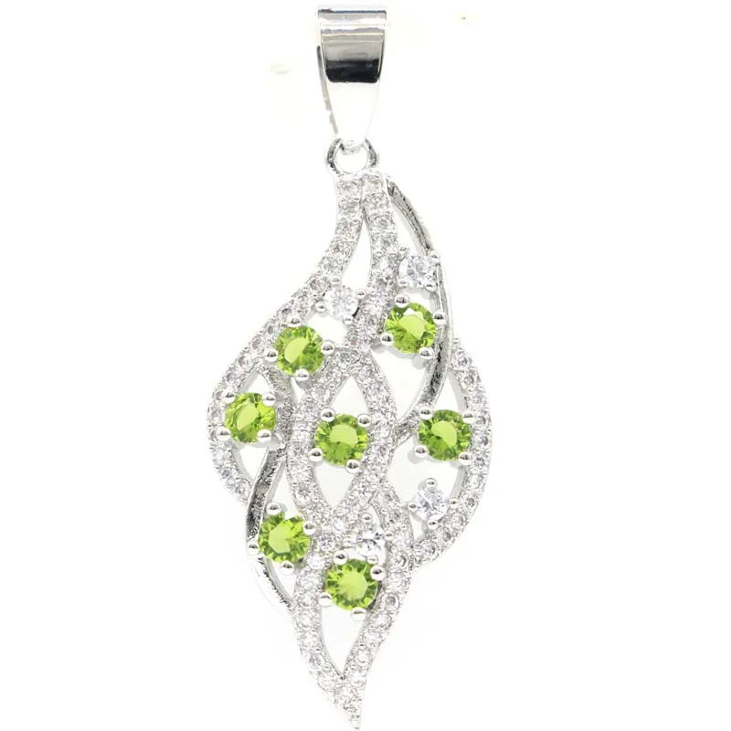42x17mm SheCrown Beautiful Created Smokey Topaz Green Peridot cz Women Gift Silver Pendant Daily Wear | Украшения и аксессуары