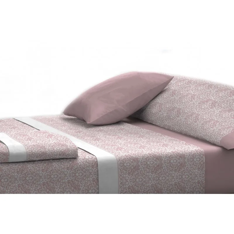 Sheet set made up of 3 Pieces Print on the Basis Fabric Large Strength easy Iron. 105 cm petalo |