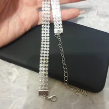 Gargantilla de diamantes de imitación de cristal para mujer, accesorios de boda, cadena de Color plateado, Gargantilla gótica Punk, joyería para mujer