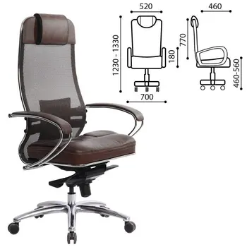 

Office chair Metta "samurai" SL-1, Kevlar fabric-mesh/leather, dark brown, 09942