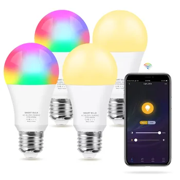 

12W WiFi Smart Light Bulb E26 E27 LED RGB Lamp Work with Alexa/Google Home / Siri Voice Control ,Dimmable RGB +White +Warm White
