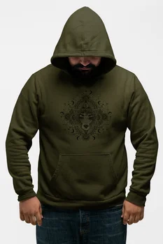 

Angemiel Wear Moon Pattern Hole Facing Green Men 'S Hooded Sweatshirt