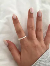Anillos geométricos de perlas de imitación minimalistas para mujer, joyería para dedo, anillo elástico ajustable a la moda, novedad