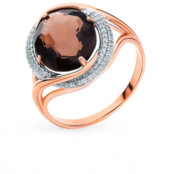 

Gold ring with раухтопазами and cubic zirconia sunlight sample 585