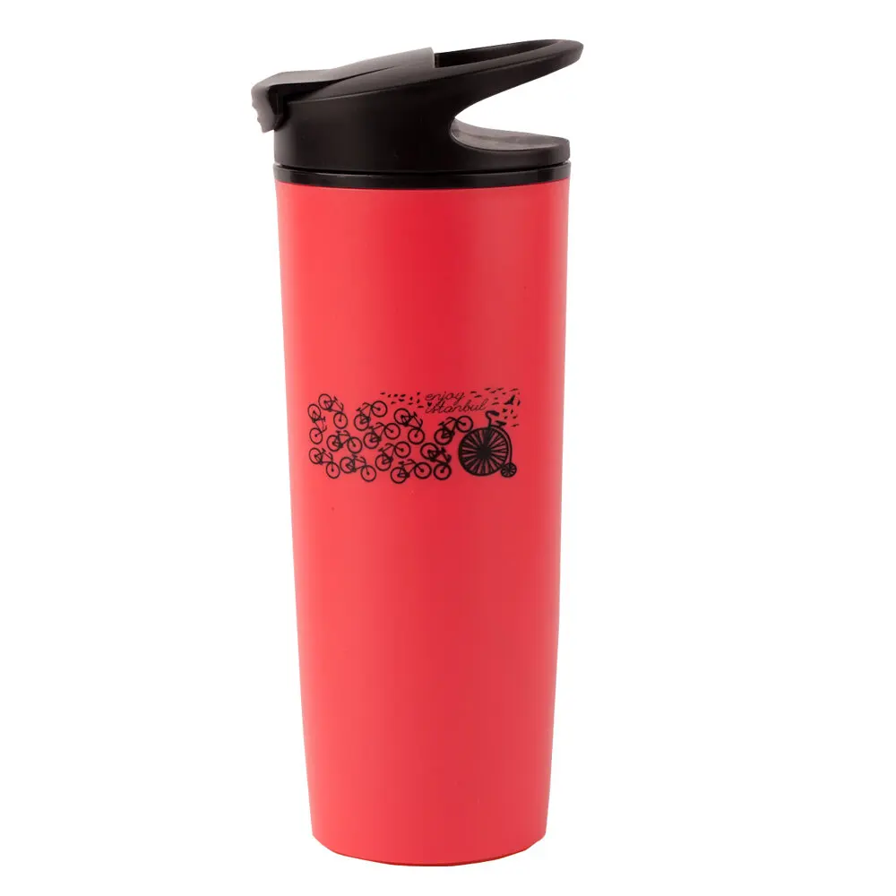 

Biggdesign Enjoy Istanbul Vacuum Tipping Mug, Hot and Cold Drinks, 540 ml, Red, Vacuum Cover, bicycle Pattern