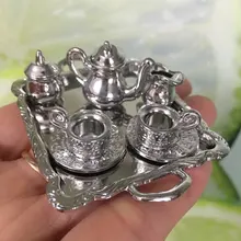 Toy Furniture Doll-House Dining-Ware Metal Cup-Plate Teapot 10pcs/Set