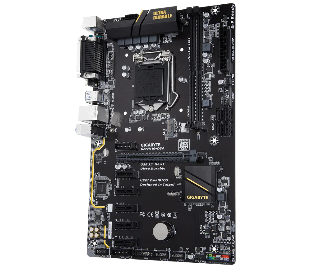 Материнская плата GIGABYTE GA-H110-D3A, LGA 1151, Intel H110, ATX