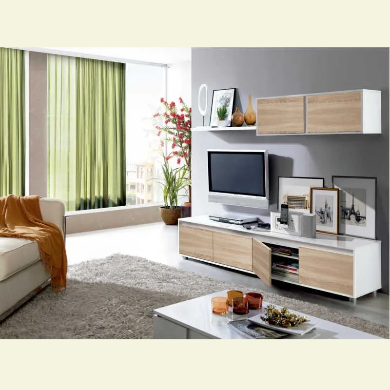 Mueble Salón TV Color Roble y Blanco 