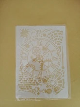 Reloj de tamaño A4, pintura de pared de flores, plantillas, sello, álbum de recortes, arte decorativo en relieve, papel, DIY, plantilla de etiquetas de flores