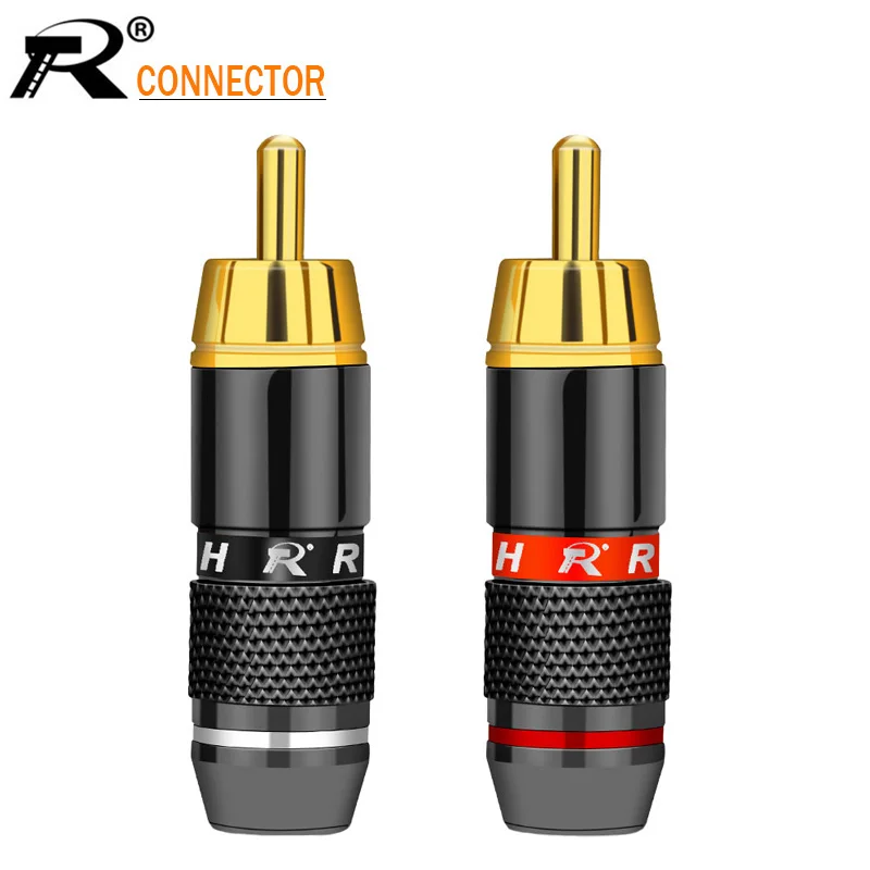 Conector RCA chapado en oro, adaptador de enchufe macho de vídeo/conector de Cable de Audio, 6mm, negro y rojo, superrápido, 2 uds./1 par