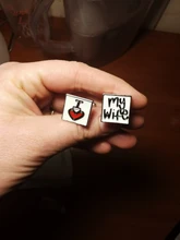 Gemelos de moda para hombres, diseño de I Love My Wife, buena pareja, camisa, abalorio de aleación de Zinc, 8C1735