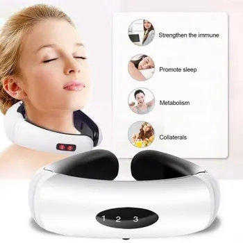 

USB Rechargeable Electric Neck Massager & Pulse Back 6 Modes Power Control Far Infrared Heating Pain Relief Tool Massage Machine