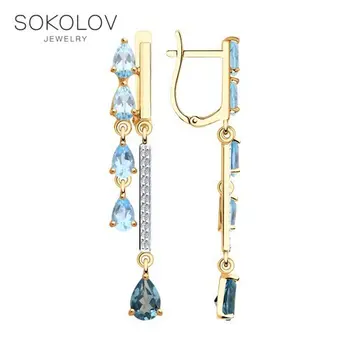 

Drop Earrings with stones SOKOLOV gold, fashion jewelry, 585, women's male, long earrings