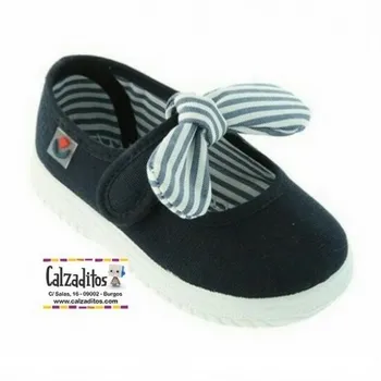 

Cotton duck for girl in navy blue with handkerchief and velcro, Victory