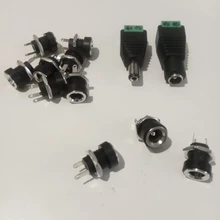 10/5/2 Uds 5,5x2,1mm alimentación DC Jack de alimentación hembra conector de montura de Panel adaptador de enchufe 2 terminales tipo 5,5*2,1 conector de CC