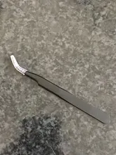 Pinza de mano de 1,0 MM para decoración de uñas, herramienta de selección de Gel acrílico para decoración de gemas, diamantes de imitación, pinzas negras para pestañas, 1 unidad