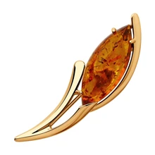 Серебряная брошь с янтарём SOKOLOV 83040018