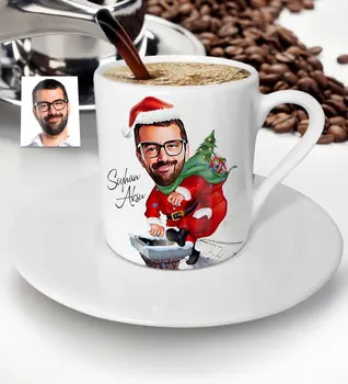 

Personalized Christmas Themed Bay Caricature Of Turkish Coffee cup-3