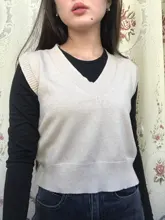 Women Vest Clothing Knitted-Vests Preppy-Style Korean V-Neck Casual New High-Quality