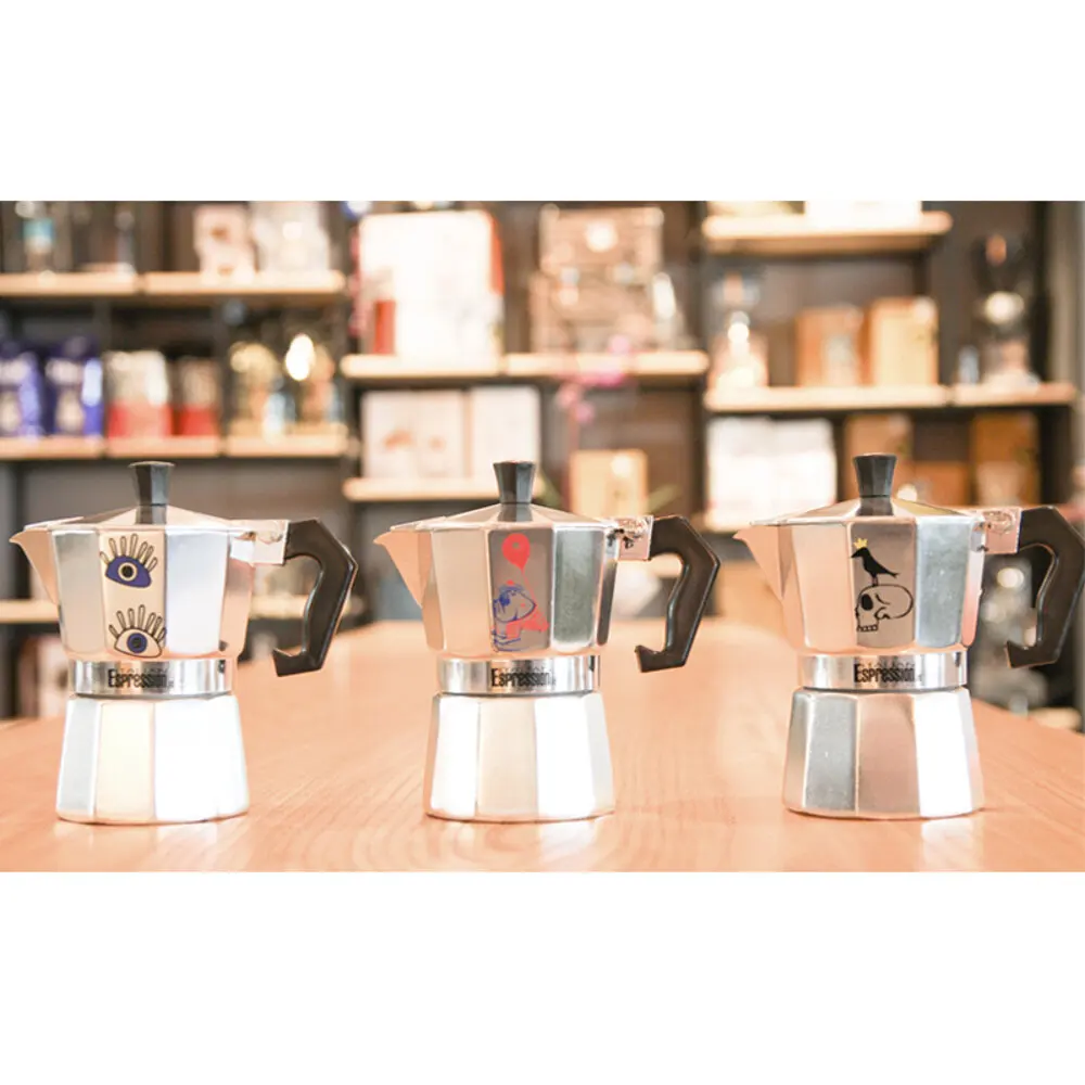 Эспрессо-машина BiggDesign, Moka Pot, 3 человека, 150 мл, компактный дизайн в черном и белом цвете, простой в использовании, вкусный кофе R