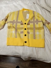Sweaters Cardigans Checkered Plaid Colorfaith Korean Fashionable Women's Knitwears Buttons