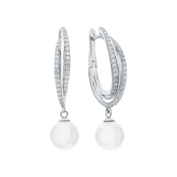 

Silver earrings with pearls imitation and cubic zirconia sunlight sample 925