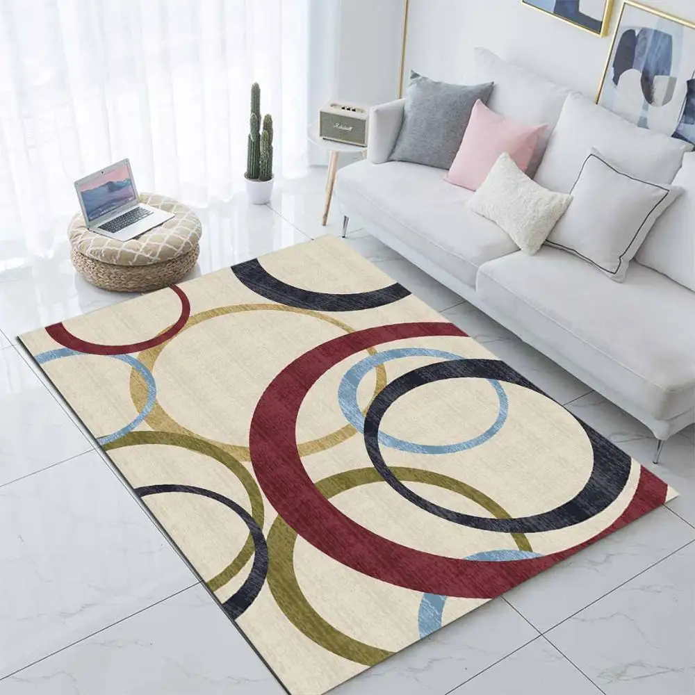 Else коричневый синий зеленый круг кольцо геометрический 3d принт Нескользящая микрофибра гостиная современный ковер моющийся коврик