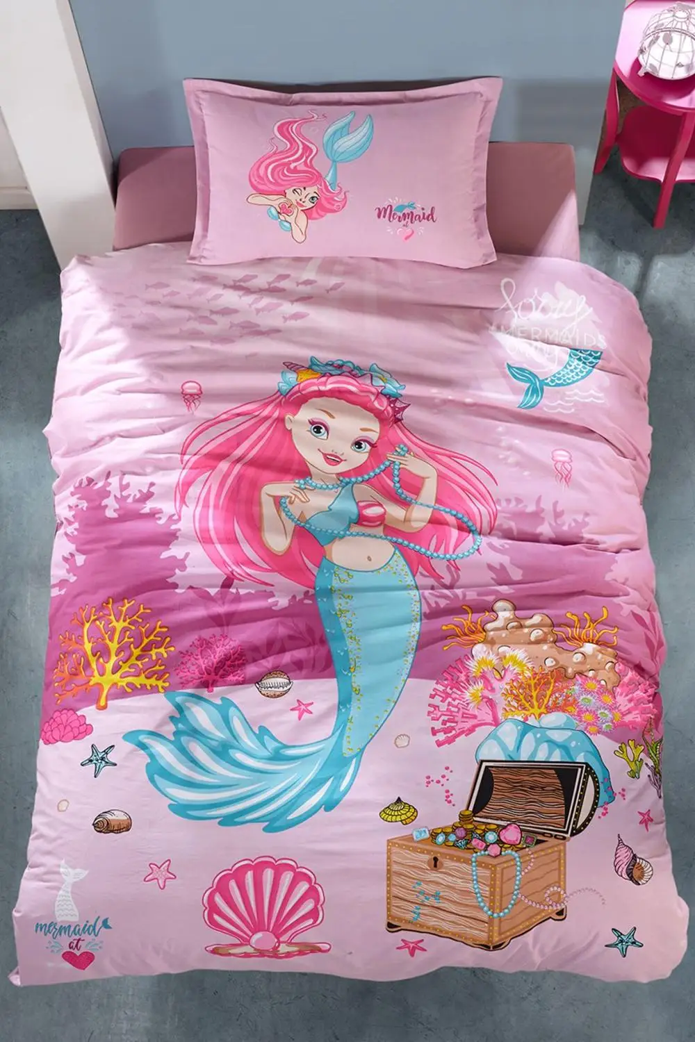 %100 Cotton Bedding Set Princess Unicorn Motors Girls Boys Single Bed Linen Duvet Cover Set Pillowcases Bed Sheet Kids Bed Set