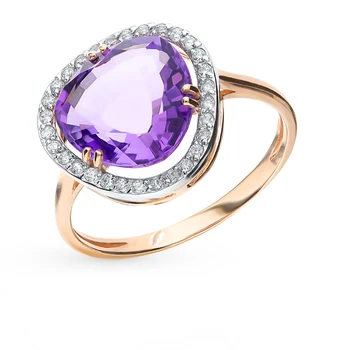 

Gold ring with amethyst and cubic zirconia sunlight sample 585 test