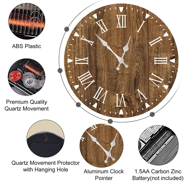 Nordic Simple Wooden Wall Clock Modern Design Living Room Home Decoration Wall Hanging Clocks Home Decor Wood Wall Clock 10 inch 3