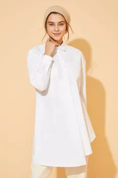 

DeFacto Woman Long Sleeve Woven Tunic Blouse Shirts Women Spring Casual White Blouse Women's Long Blouse-R0211AZ20SP