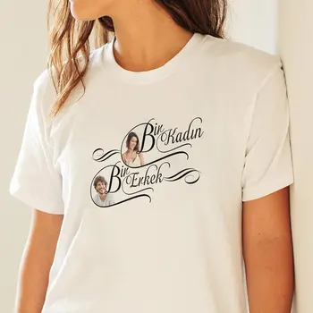 

Personalized A Male To A Female Design Picture White Lady T-Shirt-1
