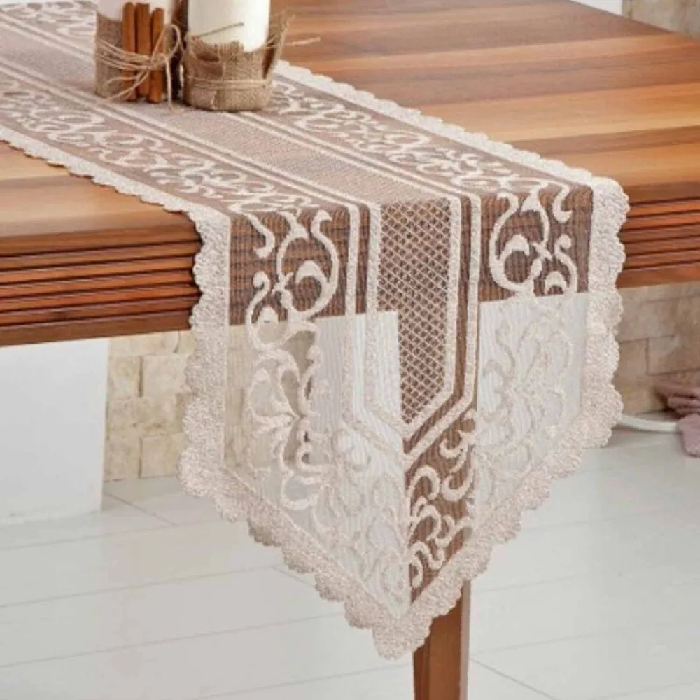 Коричневый Embrodery Тюль прямоугольная крышка стола для столовой небольшой кухонный стол бегун для свадьбы День рождения, детский душ
