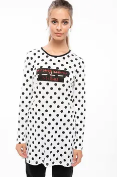 

DeFacto Women Crew Wave Dot Pullovers Leisure Long Sleeves Tops Casual Joker Tops Women Fashion Simple Tops-J8799AZ18HS