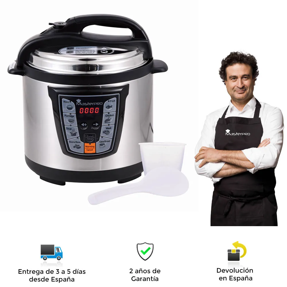 Masterpro Electric Pressure Cooker, Stainless Steel, 1000w, 6l