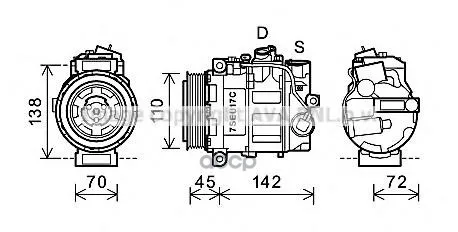 Компрессор Кондиционера Mb: C-Class(W203) 2.0 01- Ava арт. MSAK615