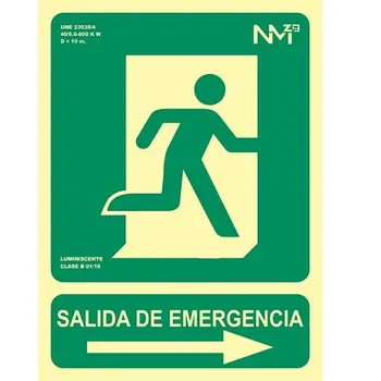 

Señal salida emergencia flecha derecha PVC 22.4x30 cm Verde