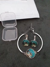 Pendientes de árbol de la vida para mujer, aretes de Color plata, pendientes de Francia para mujer, aretes con gancho para la oreja, joyería cabujón de cristal